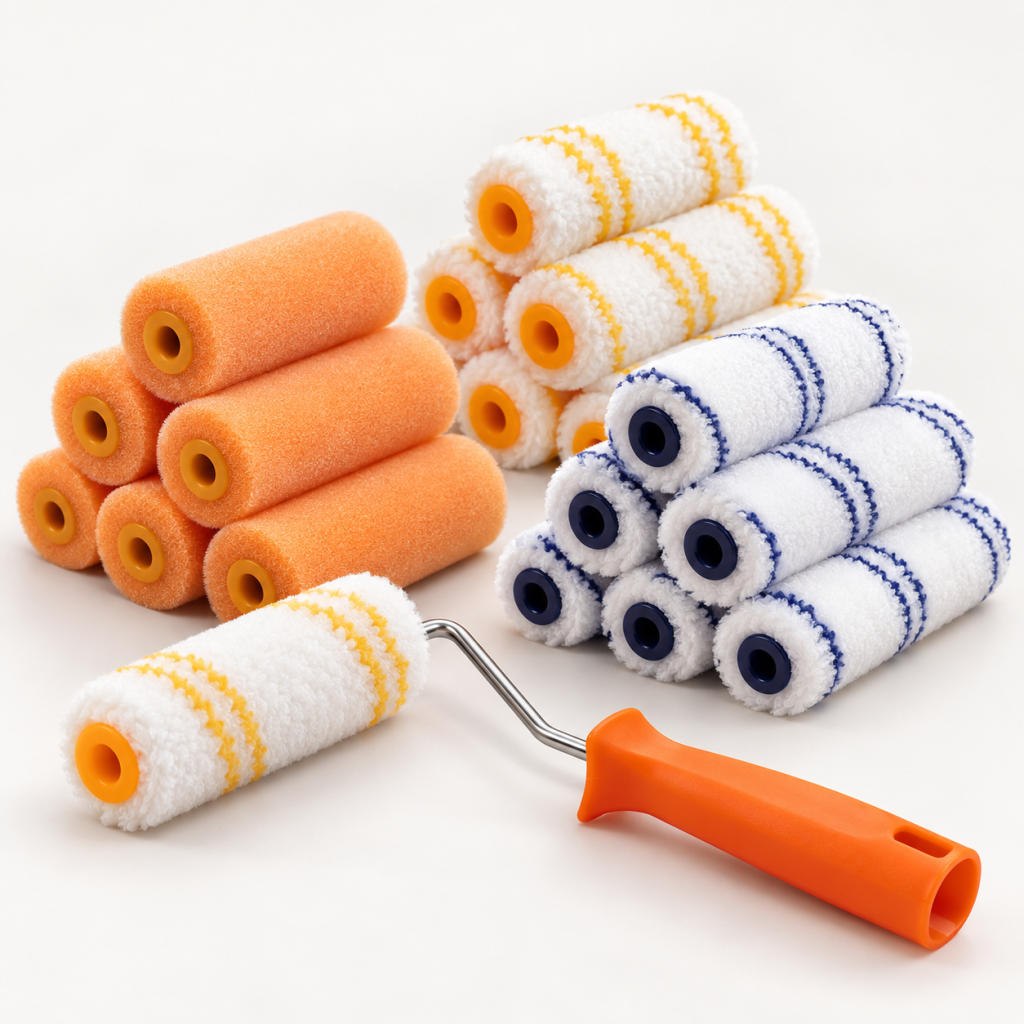 Mini paint roller sleeves and handle by NS Tools for precision painting